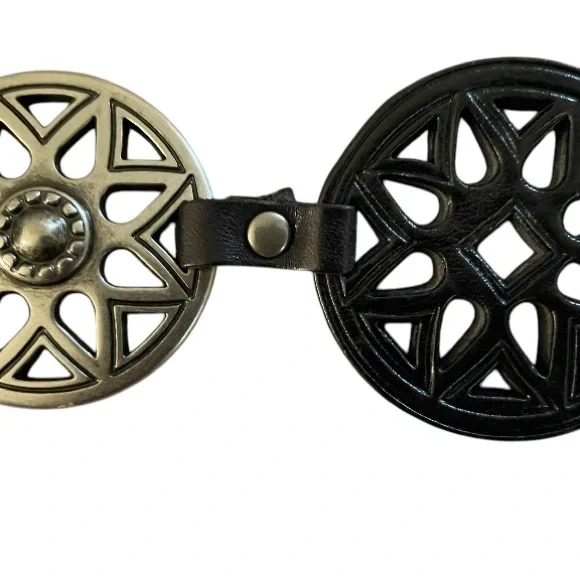 FOSSIL Men's Leather & Metal Belt Accessories Black & Silver Tone Waist 34”-36” - Picture 7 of 8